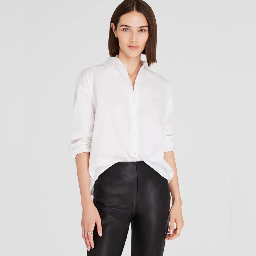 Classic White Striped Button Down Large Club Monaco